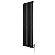 Radiatore Verticale Ovale 1600x480mm Nero con Valvole TRV