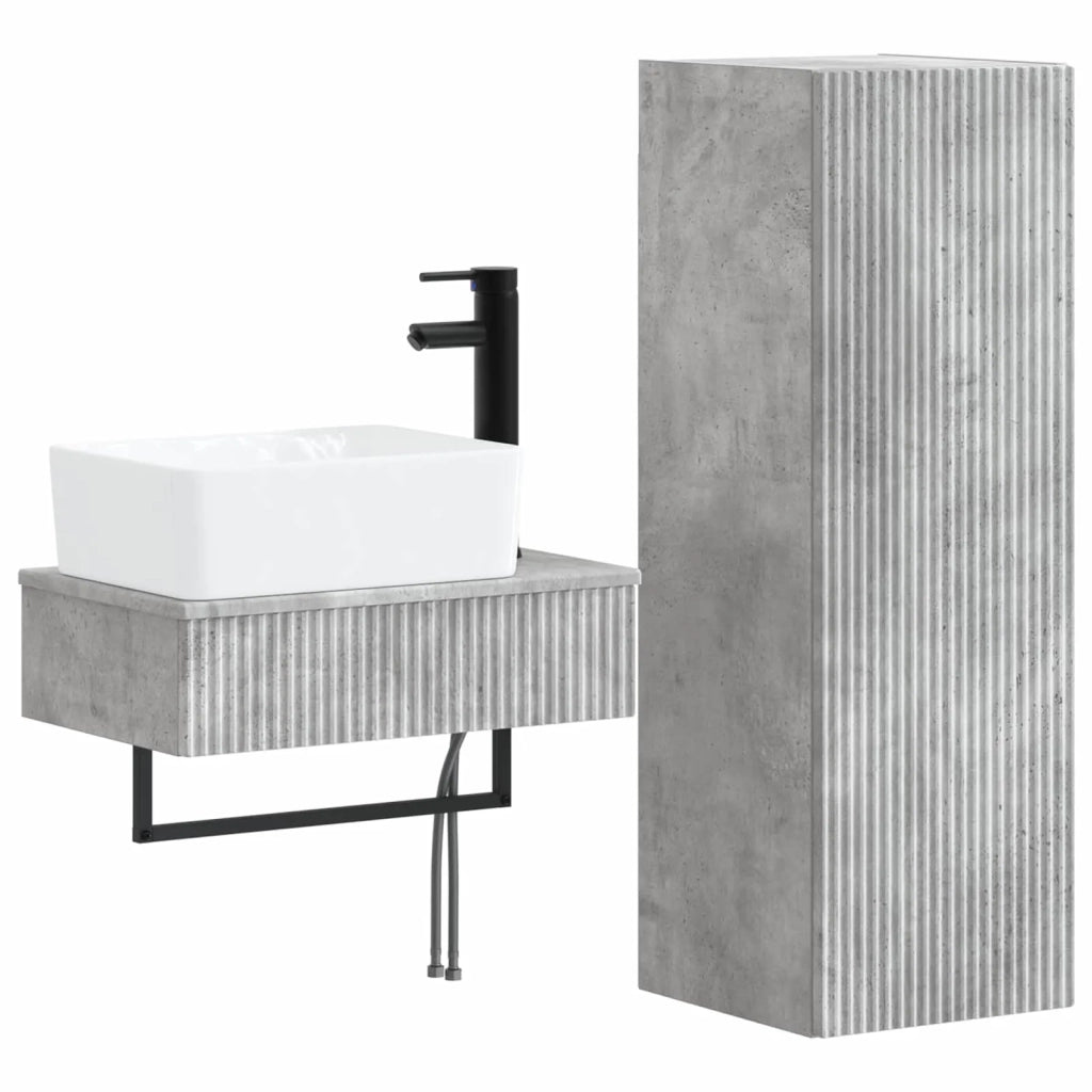 Set di mobili per il bagno 2 pz Grigio Cemento 3406106