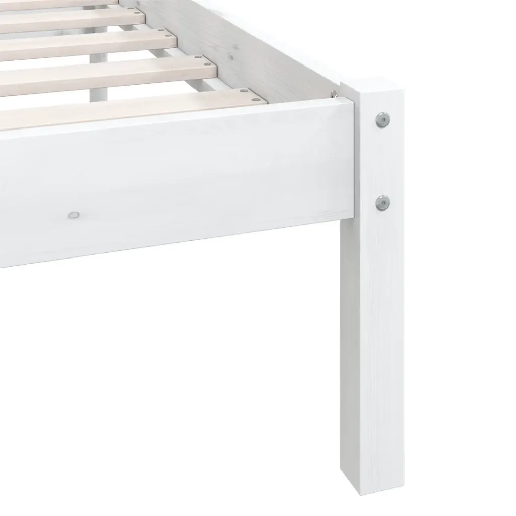 Giroletto-Struttura Letto Bianco in Legno Massello di Pino 90x190 cm Single 761688
