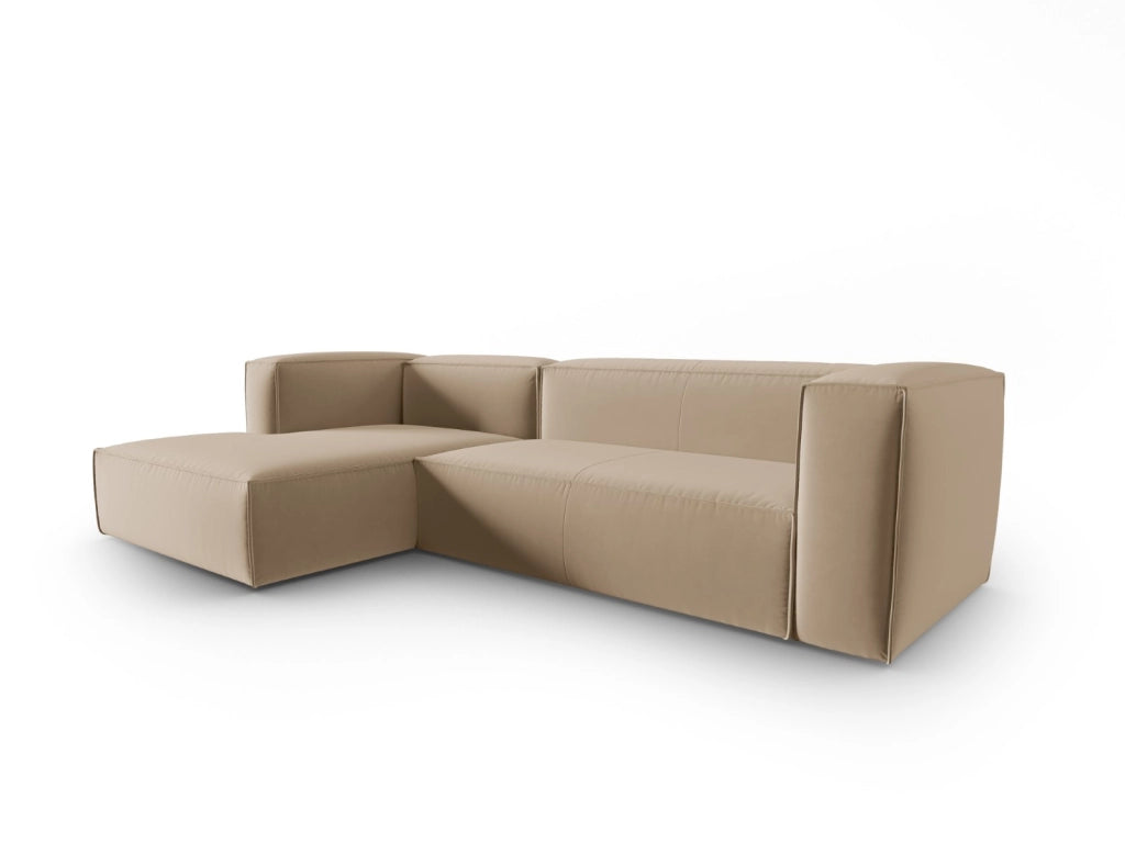 Cosmopolitan Design - Divano angolare sinistro "Mackay" 4 posti in velluto sabbia 