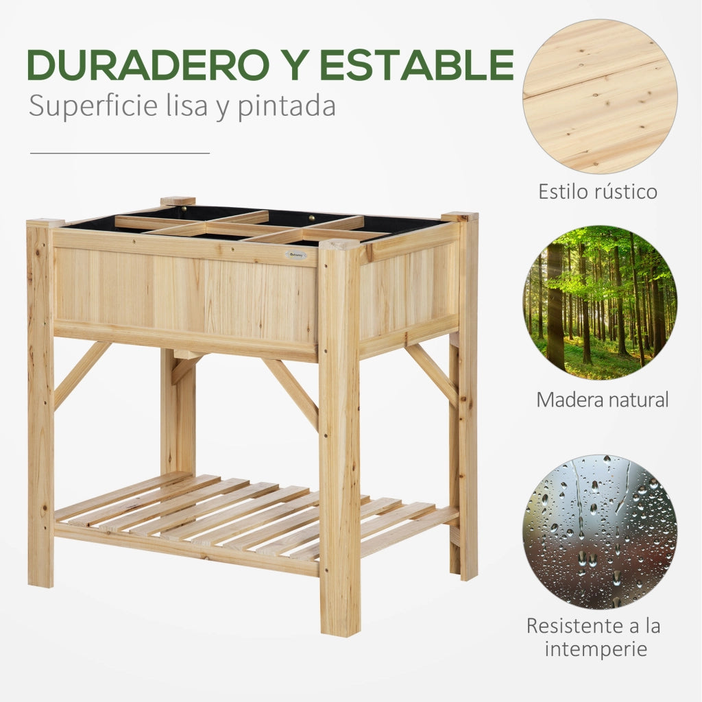 Tavolo da coltivazione in legno ¨C Zephmum ¨C 78.5x58x81 cm, colore naturale, con ripiano inferiore