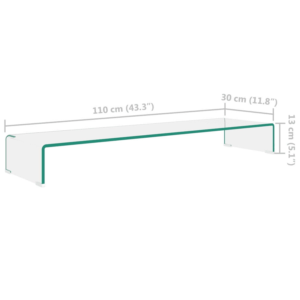 Mobile/Rialzo Porta TV-Supporto per TV in Vetro Trasparente 110x30x13 cm