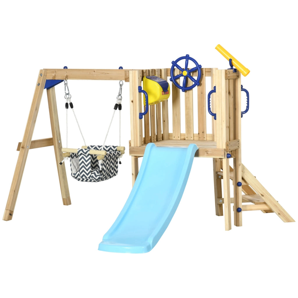 Altalena e Scivolo per Bambini in Legno ¨C zephmum ¨C Legno Naturale