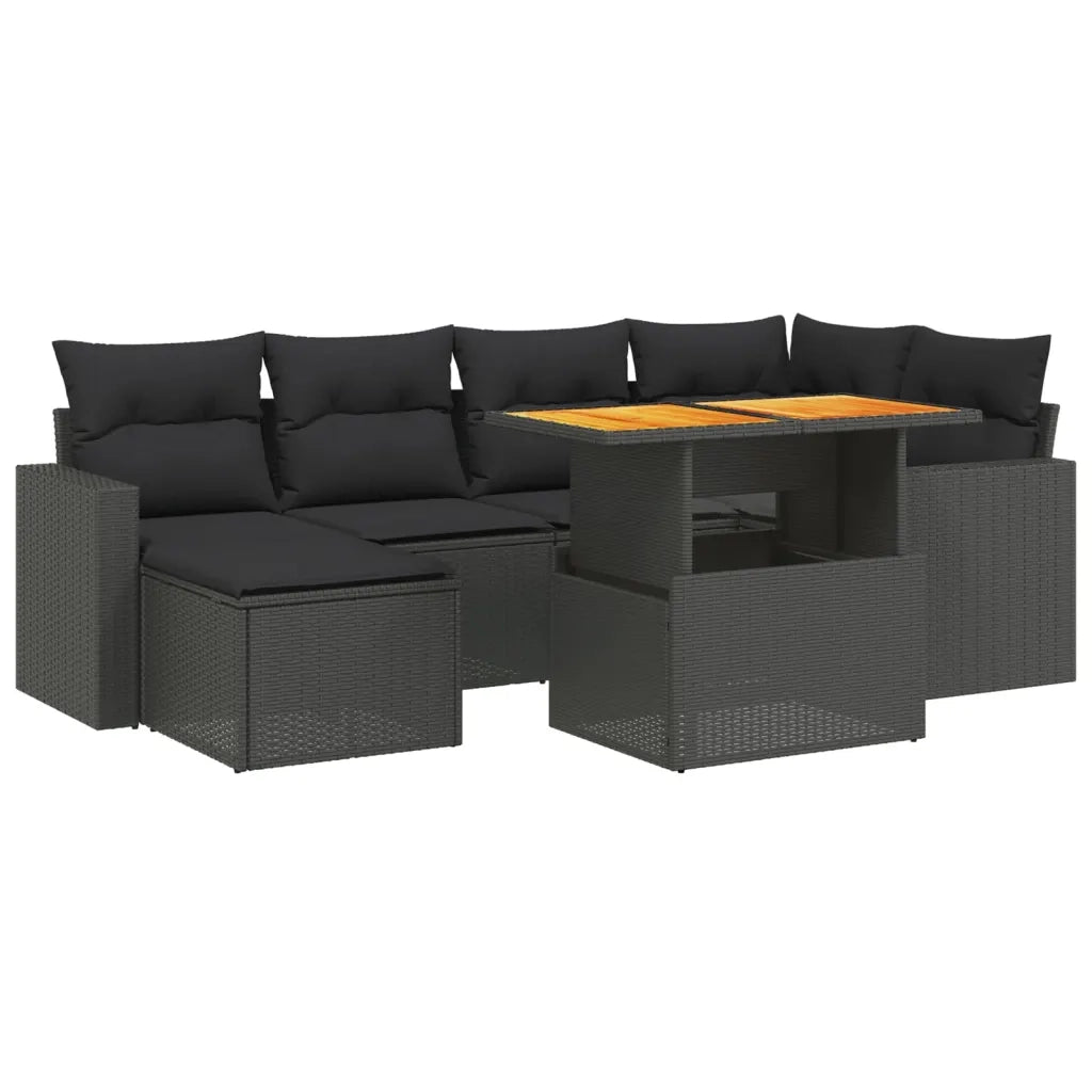 Set Divani da Giardino con Cuscini 7pz Nero Polyrattan 3275589