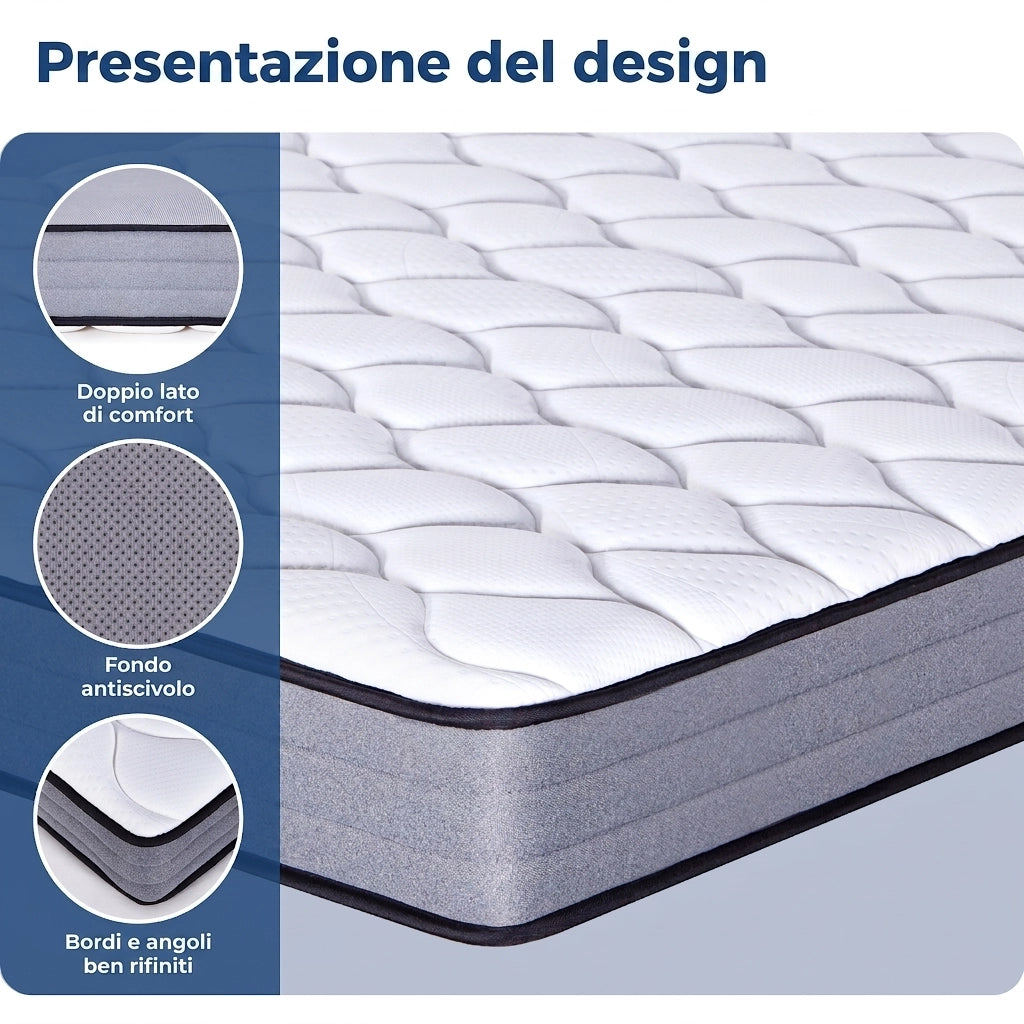 Materasso Matrimoniale 140x200 Molle insacchettate 7 Zone differenziate - Altezza 20 cm