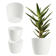 Vaso da fiori KADAX, vaso da fiori, coperchio rotondo, supporto per fiori in plastica, 21 cm, bianco