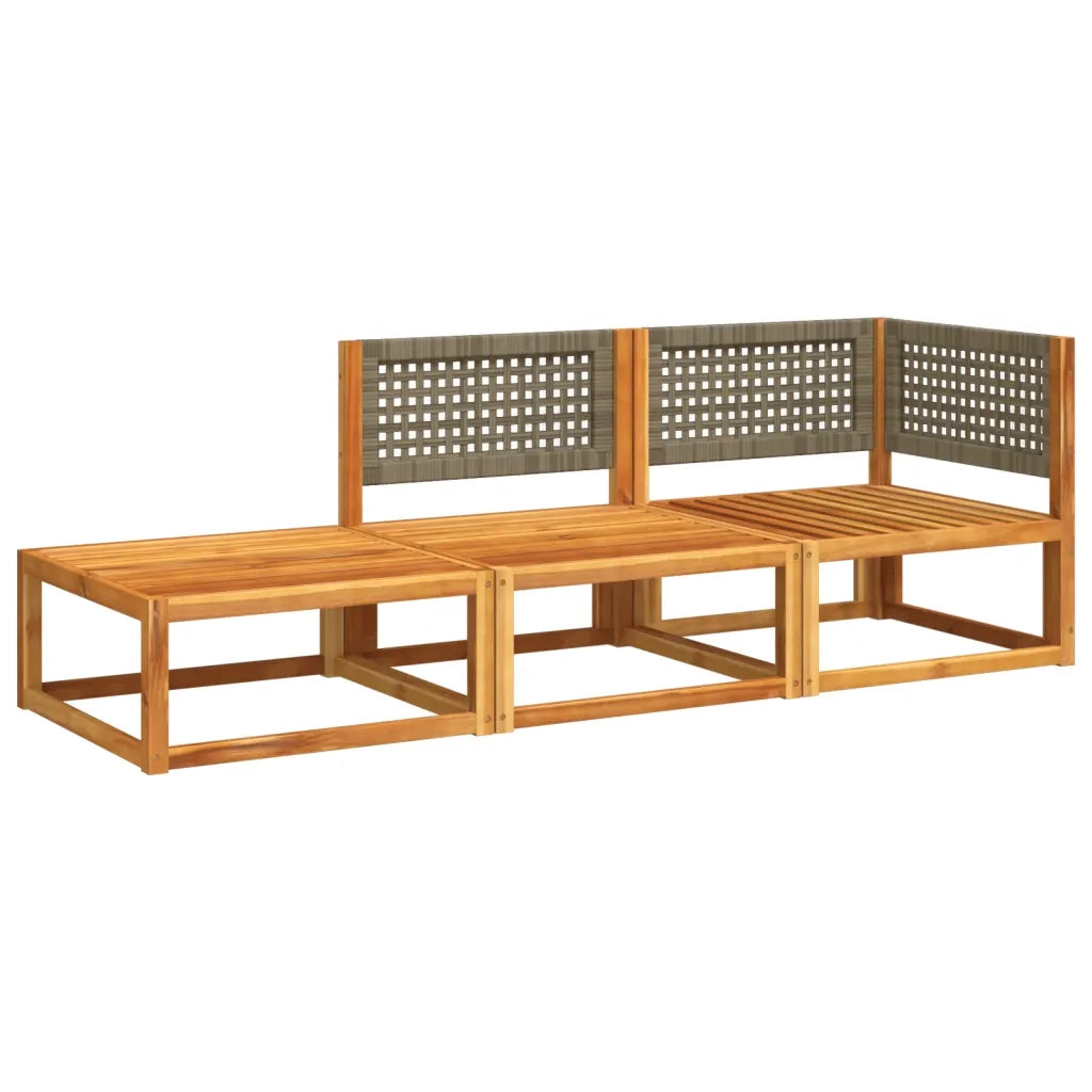 Set di divani da giardino 3 pezzi con cuscini in legno di acacia e rattan
