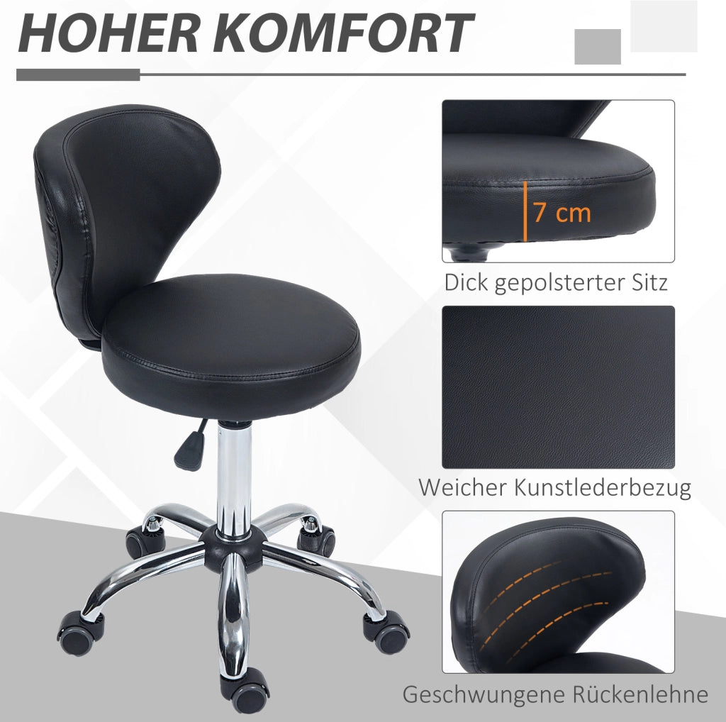 Sgabello da lavoro girevole con schienale ergonomico