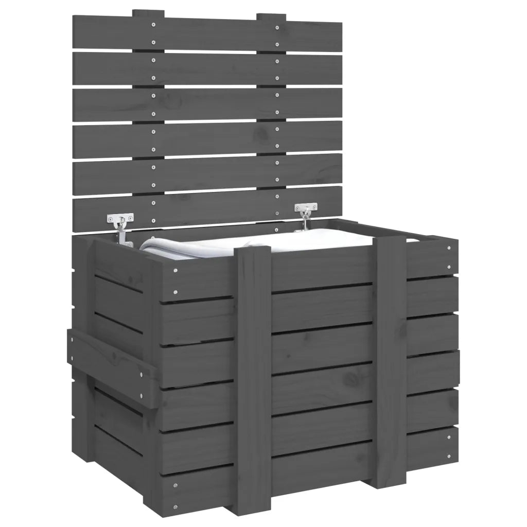 Contenitore Portaoggetti Grigio 58x40,5x42 cm Massello di Pino 824995