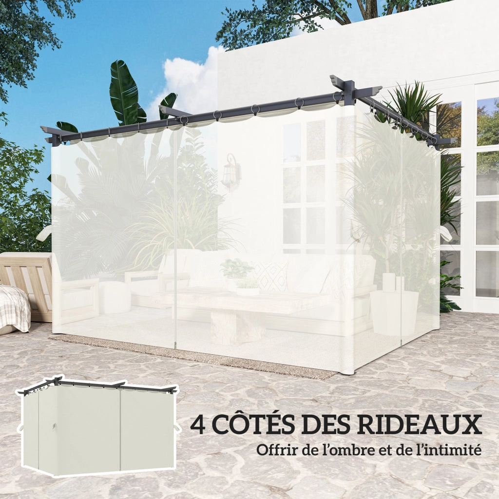 Pergola con Tetto Retrattile e Tende ¨C zephmum ¨C Grigio 300x300 cm