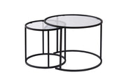 Set di 2 tavolini in metallo "Aurum" - 60 x 60 x 43 cm - Nero trasparente