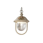 Sospensione Esterno Classica Bari Metallo Ceramica Bianco Sfumato Oro 1 Luce E27