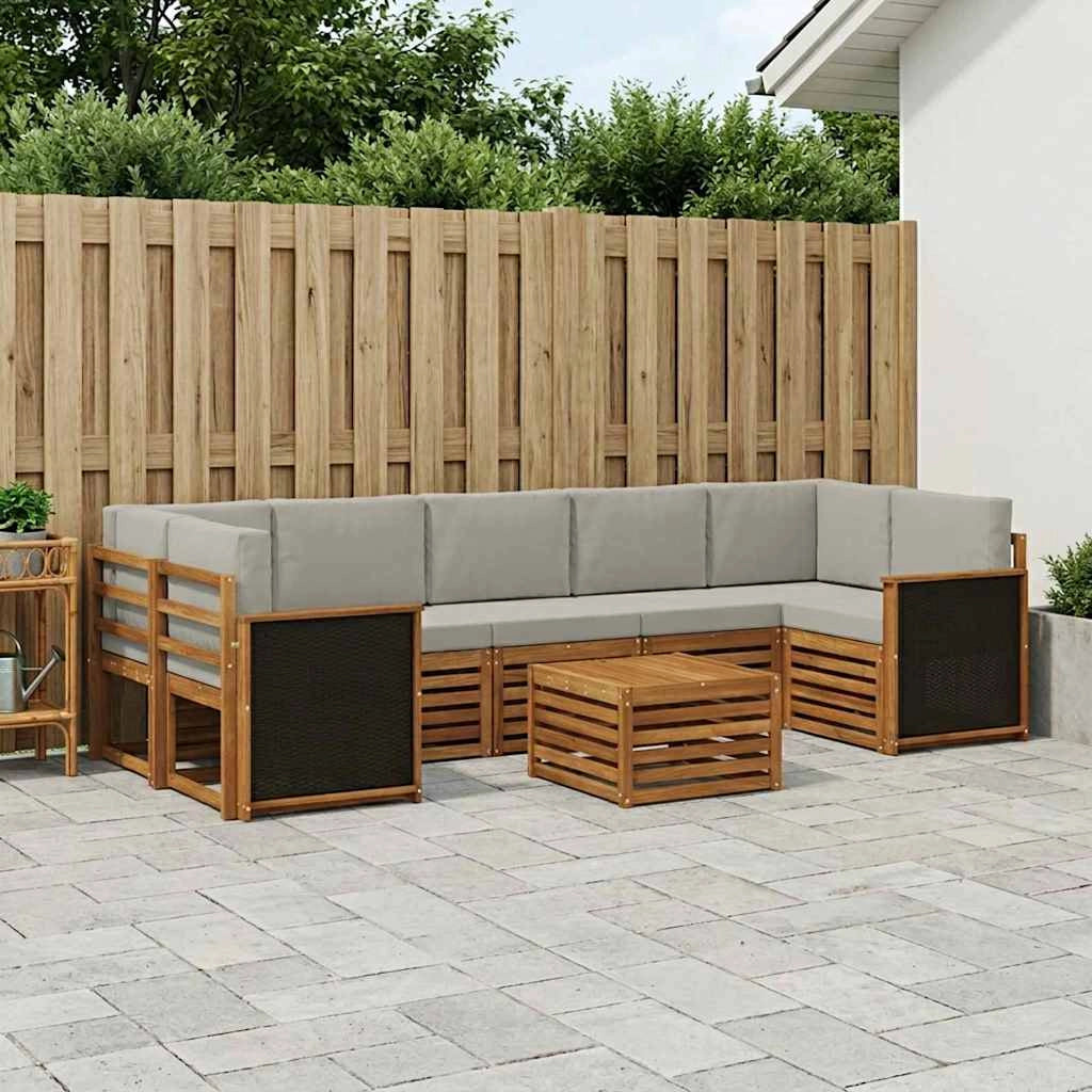 Set di divani da esterno 8 pz Naturale e Grigio Chiaro 3384132