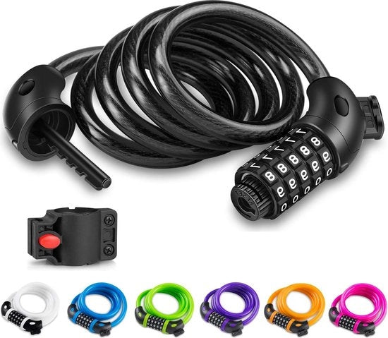 Fermo Fissaggio per Bicicletta con Codice a 5 cifre per Mountain Bike Scooter - 12 Metri Fermo Codice - Richiesta Contenuto HTML per Catena Fissaggio