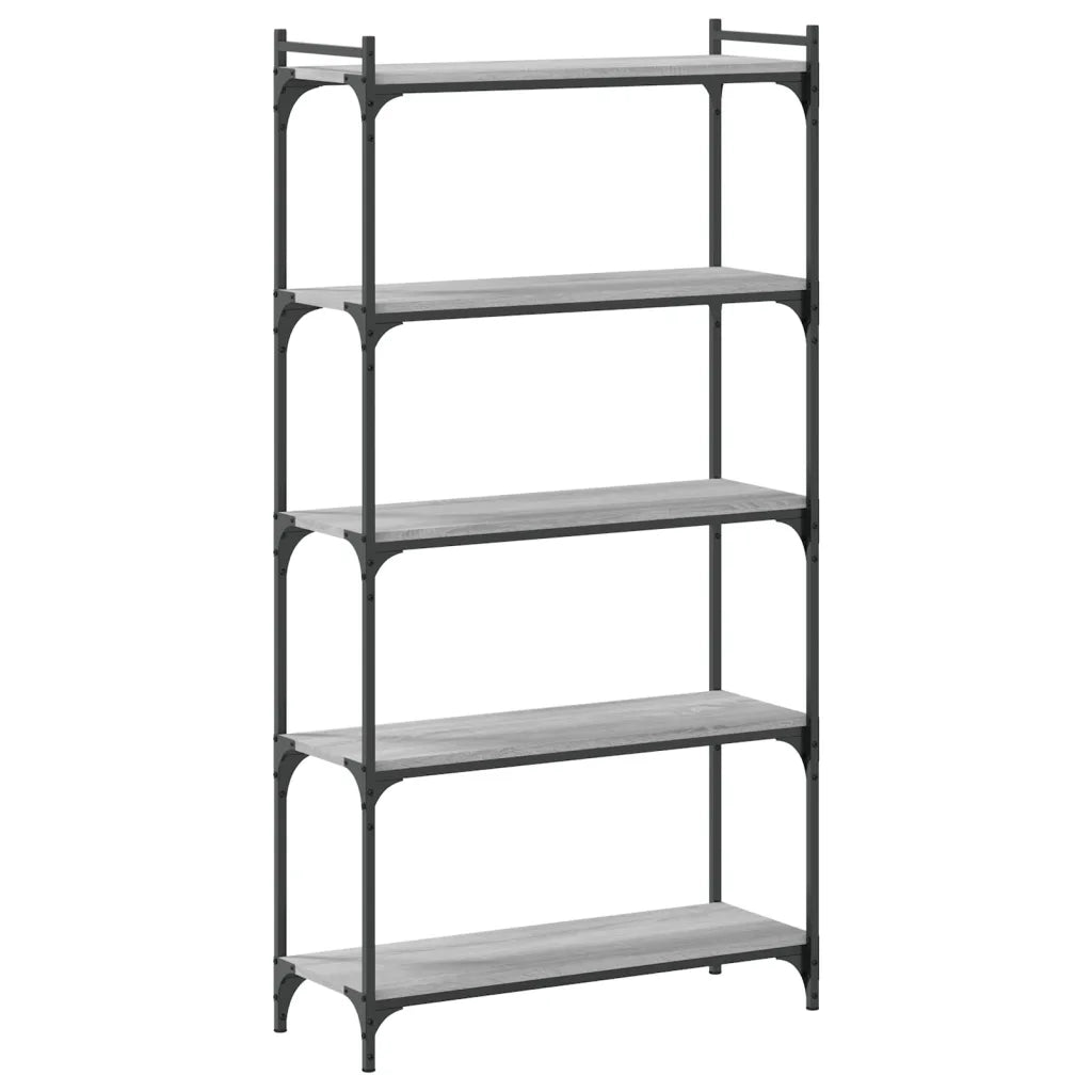 Libreria 5 Ripiani-Scaffale per Libri-Mobile di Stoccaggio Grigio Sonoma 80x30x154cm Legno Multistrato