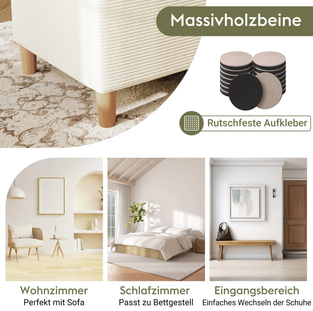 Panca contenitore imbottita 175 cm in tessuto effetto corda; beige