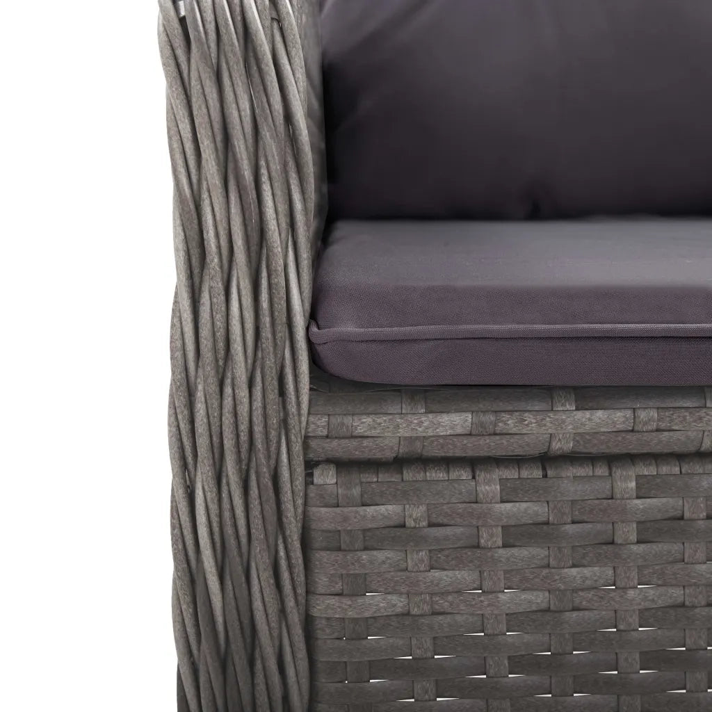 Set da Bistrot da Giardino 3 pz in Polyrattan e Vetro Grigio 3058534