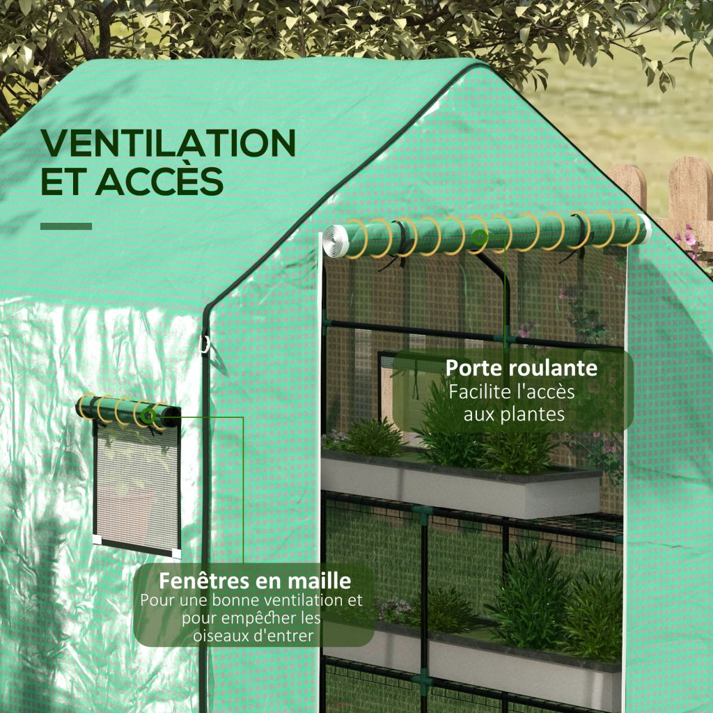 Tenda da giardino ¨C zephmum ¨C 140x143x190 cm verde con finestra e porta