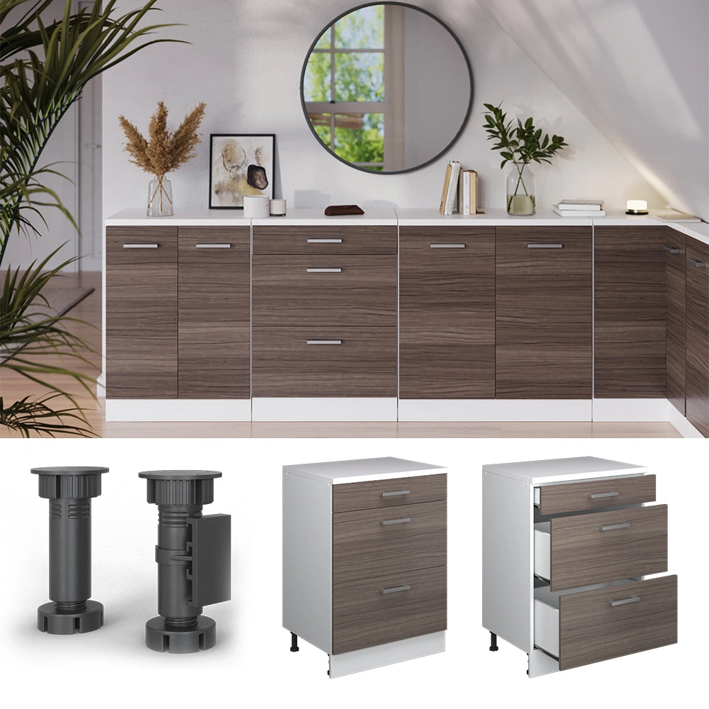 Mobile per mansarda Rion Grigio nobile/Bianco 60 x 83.8 cm senza inclinazione con 3 cassetti Vicco