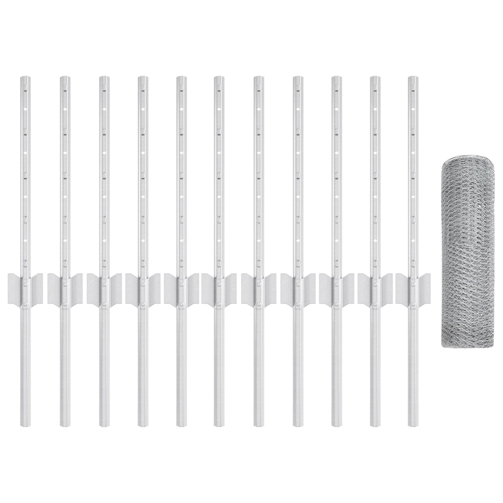Pali per Recinzione  11 pz U-Channel 40 cm Acciaio Galvanizzato