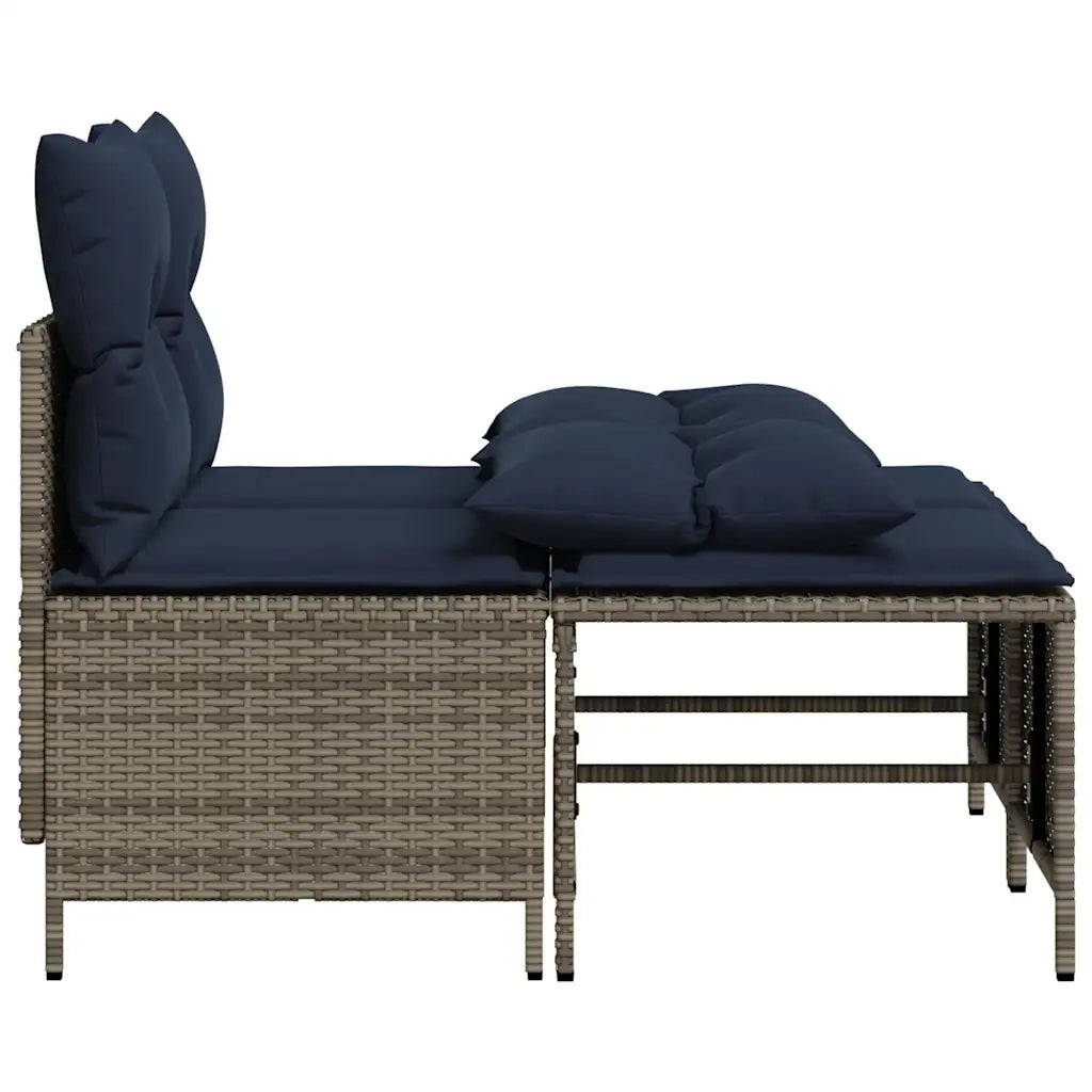 Set Divani da Giardino 4 pz con Cuscini Grigio in Polyrattan 368378