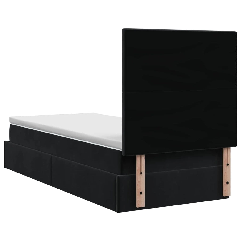 Letto Ottomano con Materasso e LED Nero 100 x 200 cm Velluto 3458357