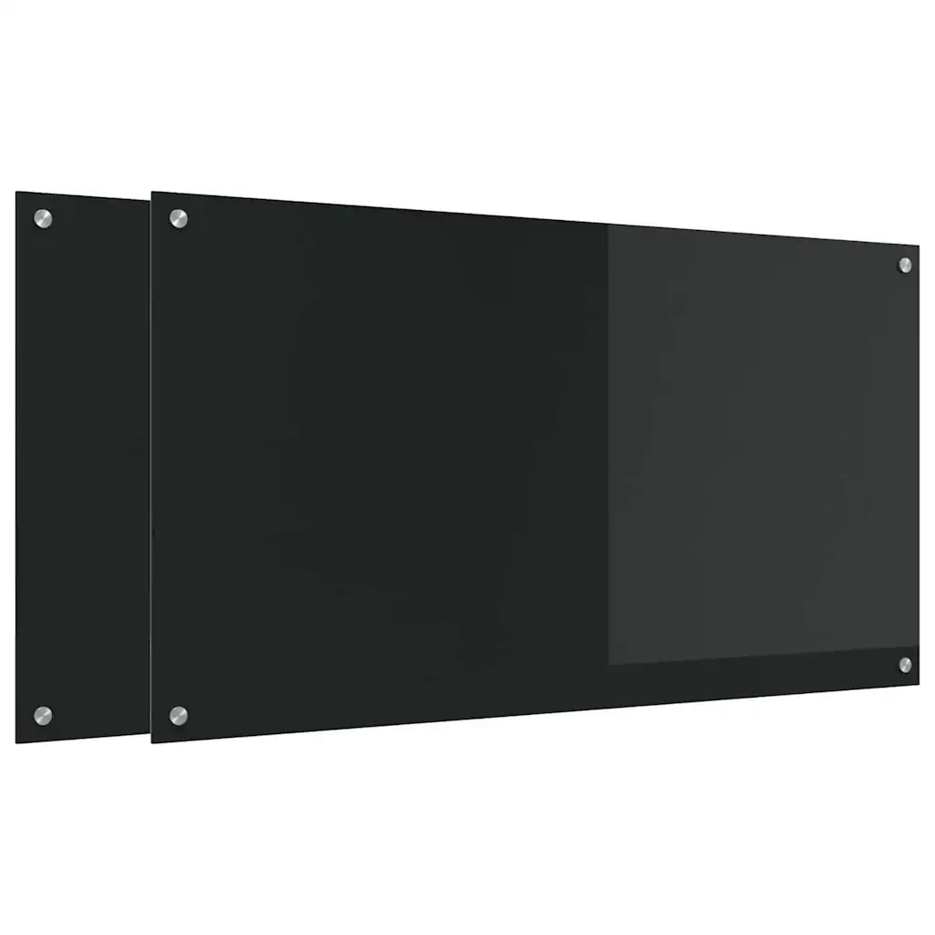 Rivestimento da Cucina 2 pcs Nero 110 x 60 cm vetro temperato 3415496