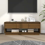 Mobile Porta TV Ambrato 110,5x34x40cm in Legno Massello di Pino 813847