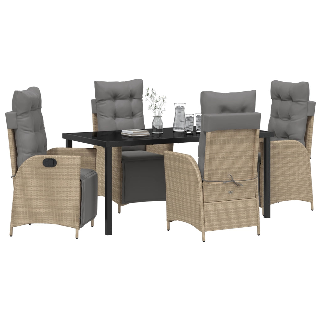 Set da pranzo da giardino 5 pezzi Beige Rattan Polimerico