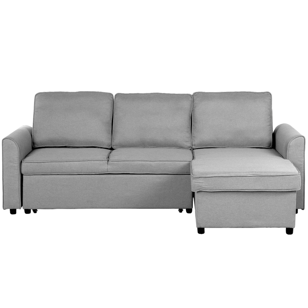 Divano Letto Angolare Imbottito In Tessuto Grigio Orientamento A versione sinistra Con Letto Contenitore