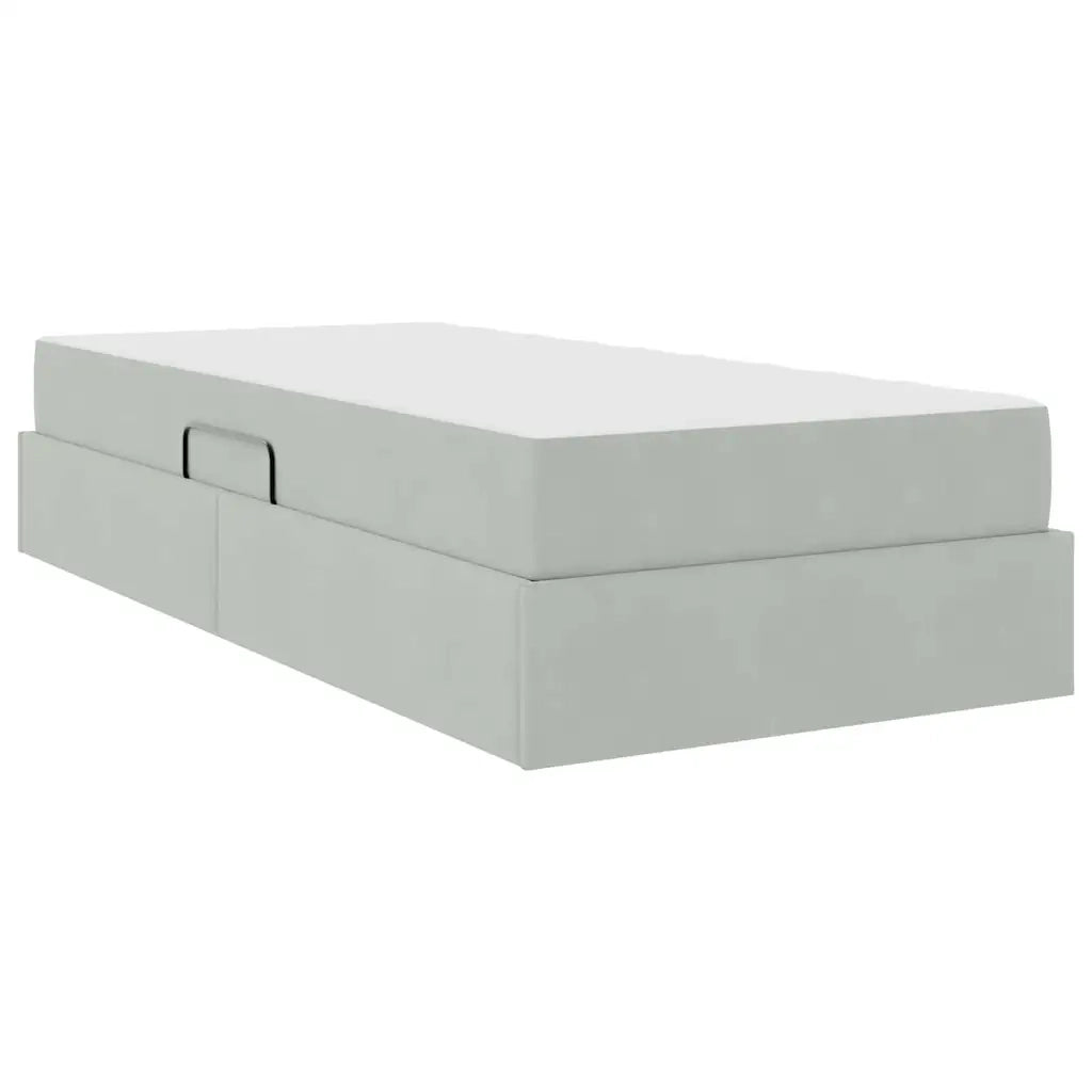 Letto con contenitore e materasso Grigio chiaro 90 x 200 cm