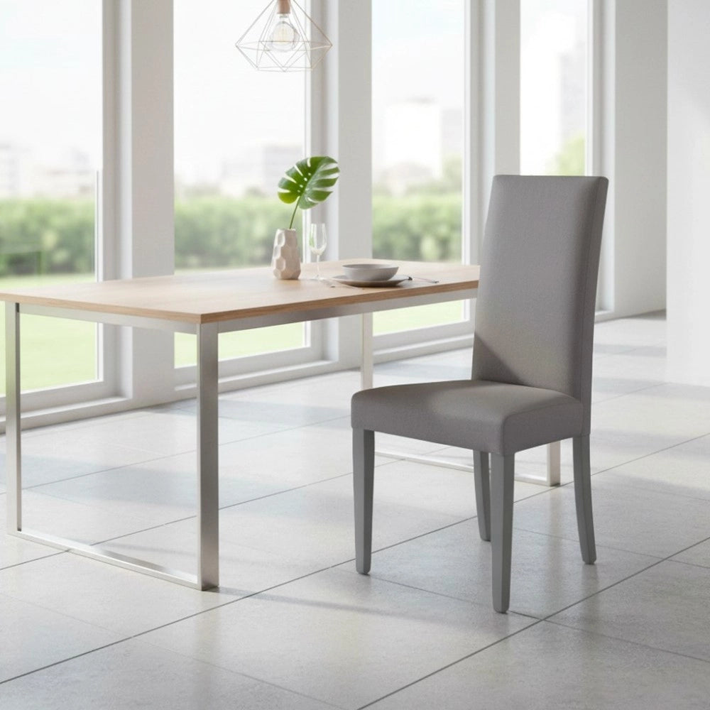 Set 2 sedie rivestite in tessuto grigio Nancy