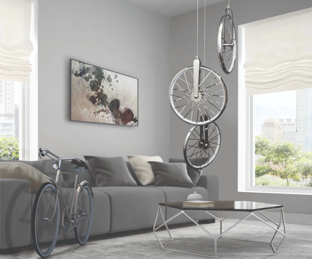 Lampada a sospensione LED 33W cromo Ø36 Polux Bicykl