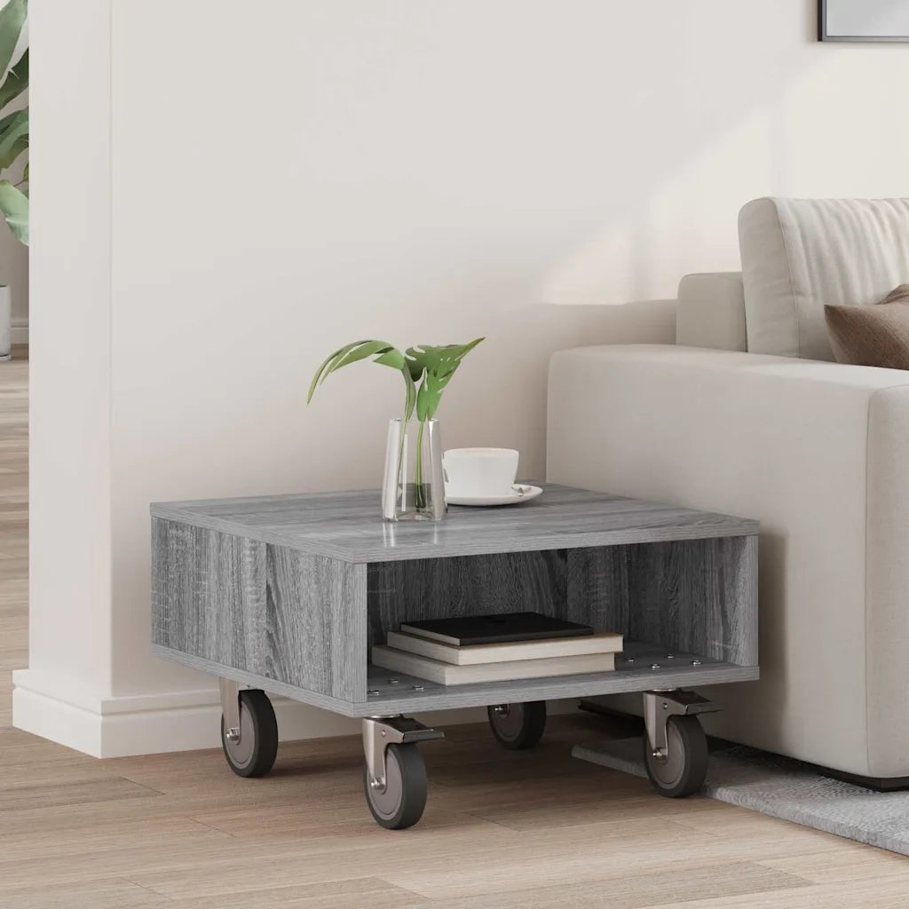 Tavolino con Ruote Grigio Sonoma 50,5 x 50 x 30 cm 891029