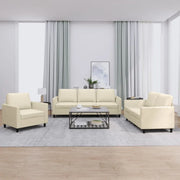 Set di Divani 3 pz con Cuscini crema in Similpelle