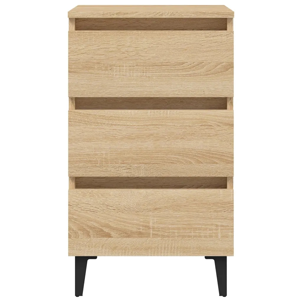 Comodino | Armadio da Notte | Mobiletto da notte con Gambe in Metallo Rovere Sonoma 40x35x69 cm