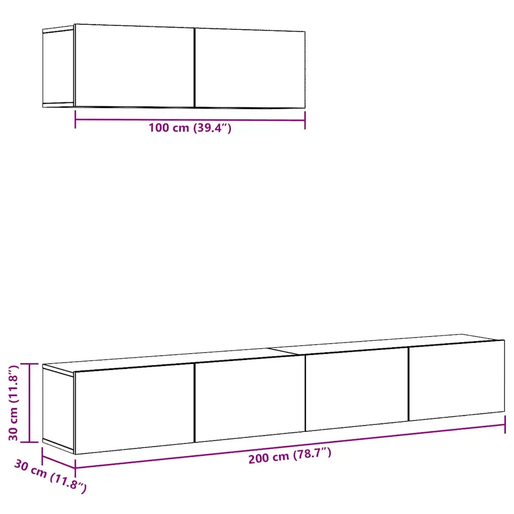 Set Mobile TV 3 pz | Armadietto TV | Mobile Porta TV Montato a Parete Legno Antico in Truciolato