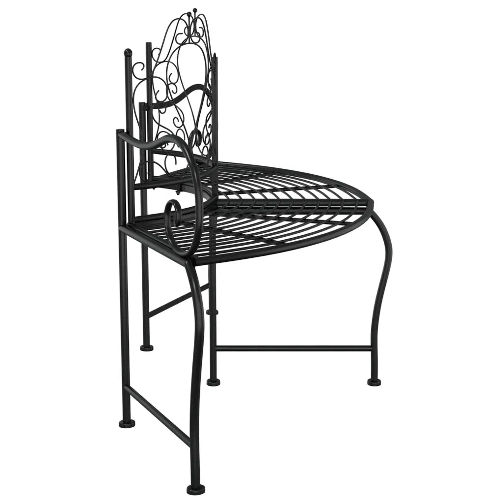 Panca da Giardino | Panchina per Albero 150 cm Nera in Acciaio
