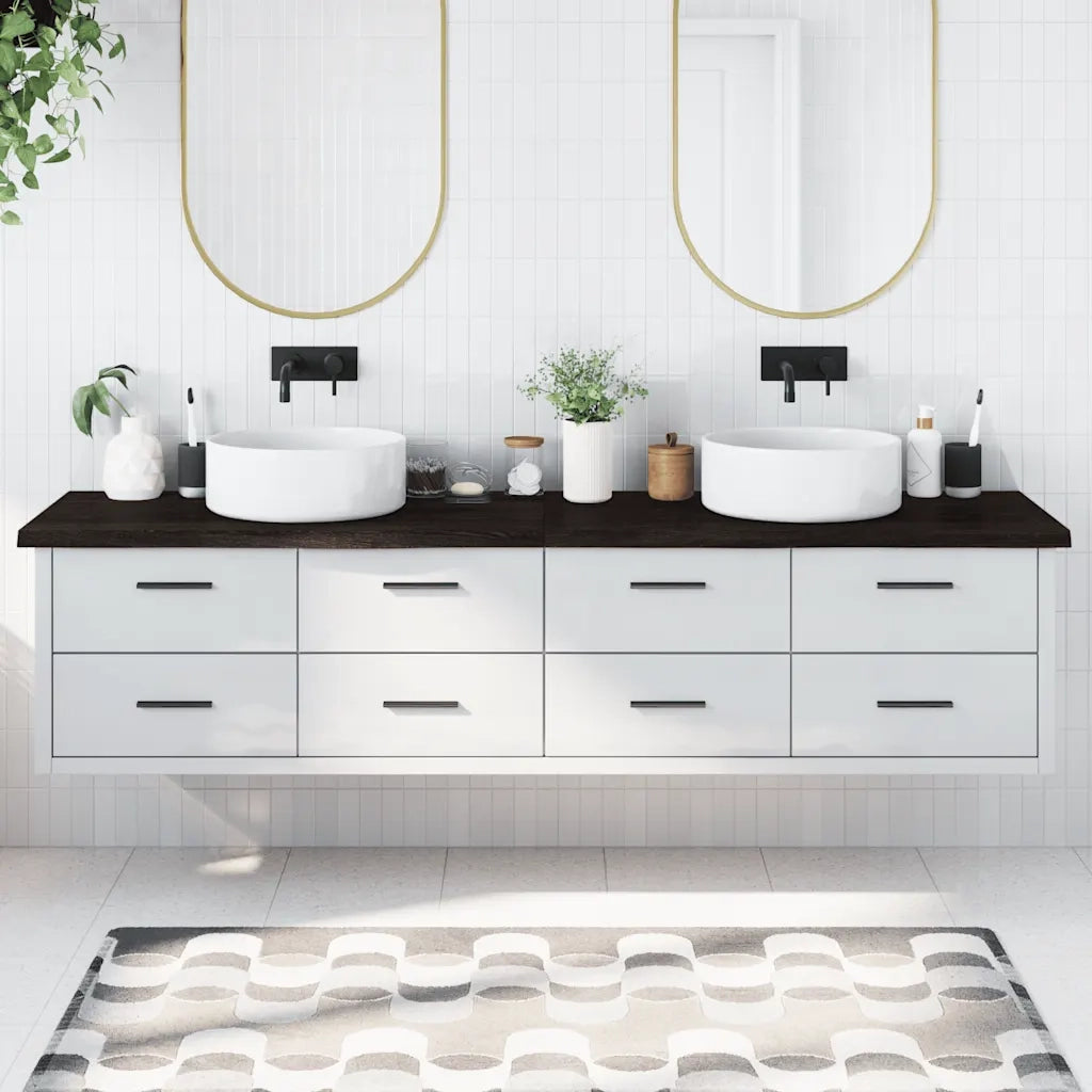 Piano Bagno Marrone Scuro 220x50x(2-4)cm Legno Trattato 3156277