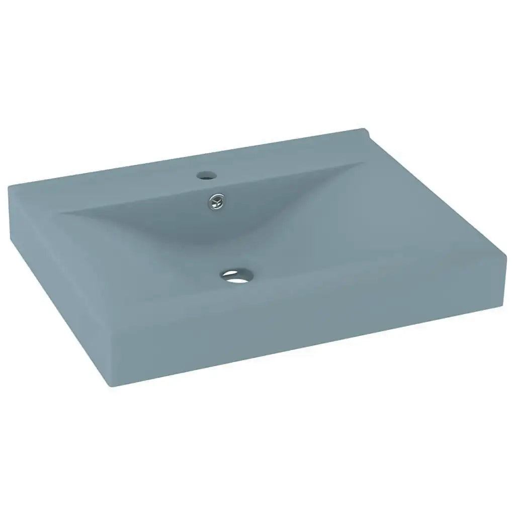 Lavandino con Foro Rubinetto-Lavabo-Lavello Azzurro Opaco 60x46 cm in Ceramica