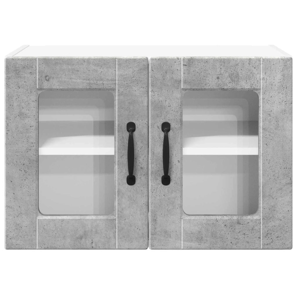 Pensile da cucina | Mobile in vetro da parete PORTO 2 pz Grigio cemento