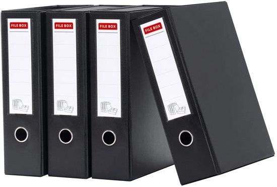 Archivio in plastica per documenti A4, 88 mm di spessore, 4 pezzi, scatola per documenti A4 per ufficio, scuola o archiviazione