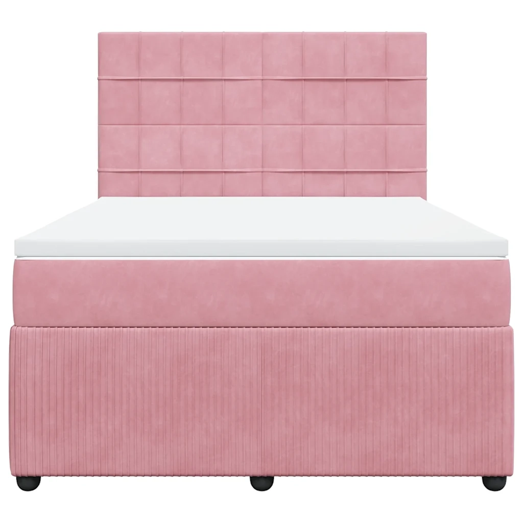 Giroletto a Molle con Materasso Rosa 140x200 cm in Velluto 3294663