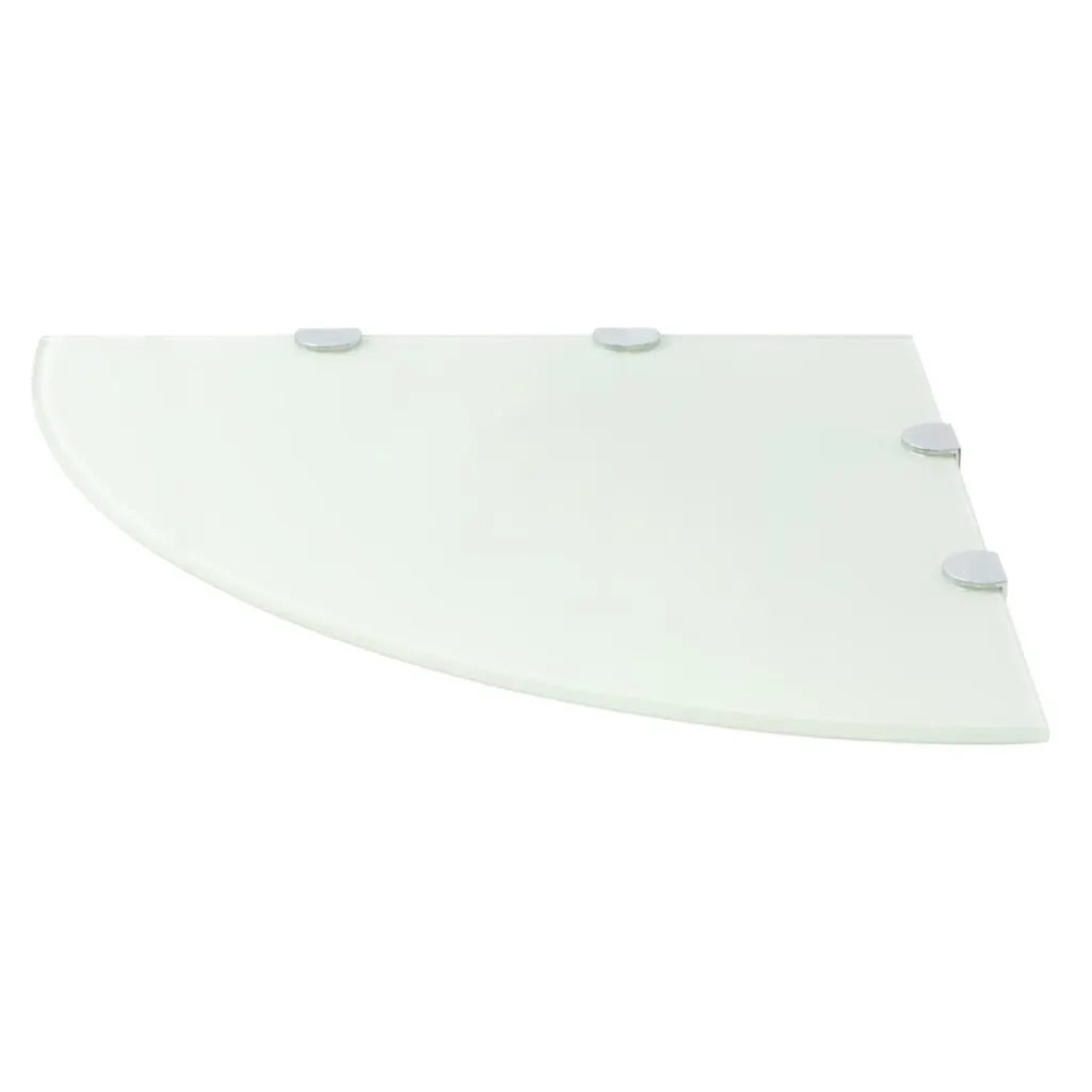 Mensola | Ripiano | Scaffale Angolare con Supporti Cromati Vetro Bianco 45x45 cm