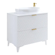 Mobile sotto lavabo da bagno 80cm con 2 cassetti collezione CHIC color bianco e dorato
