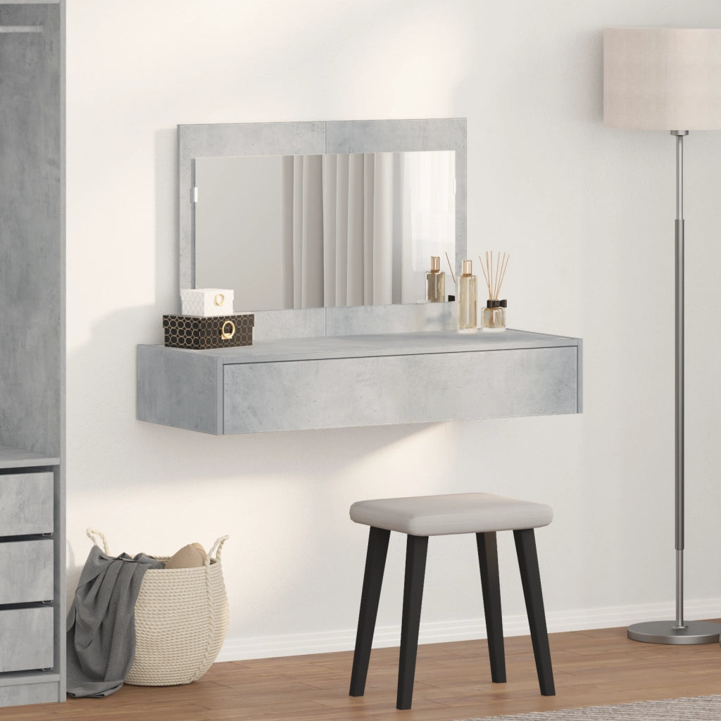 Tavolo da trucco a muro Grigio cemento 100x40x70 cm