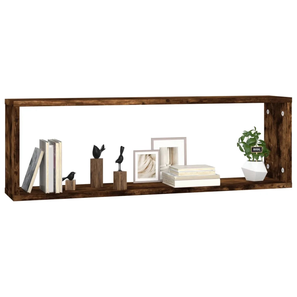 Mensole Muro Cubo 4 Rovere Fumo 80x15x26,5cm Legno Multistrato cod mxl 32906