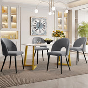 Tavolo da pranzo con 4 sedie in velluto, gambe regolabili, per cucina e sala da pranzo, grigio, 117 × 68 × 75 cm