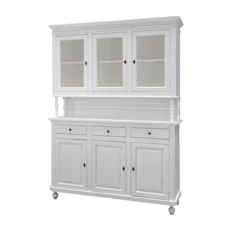 Cristalliera arte povera 3 ante in legno shabby bianco 150x43x205h (1188) - Mobili 2G