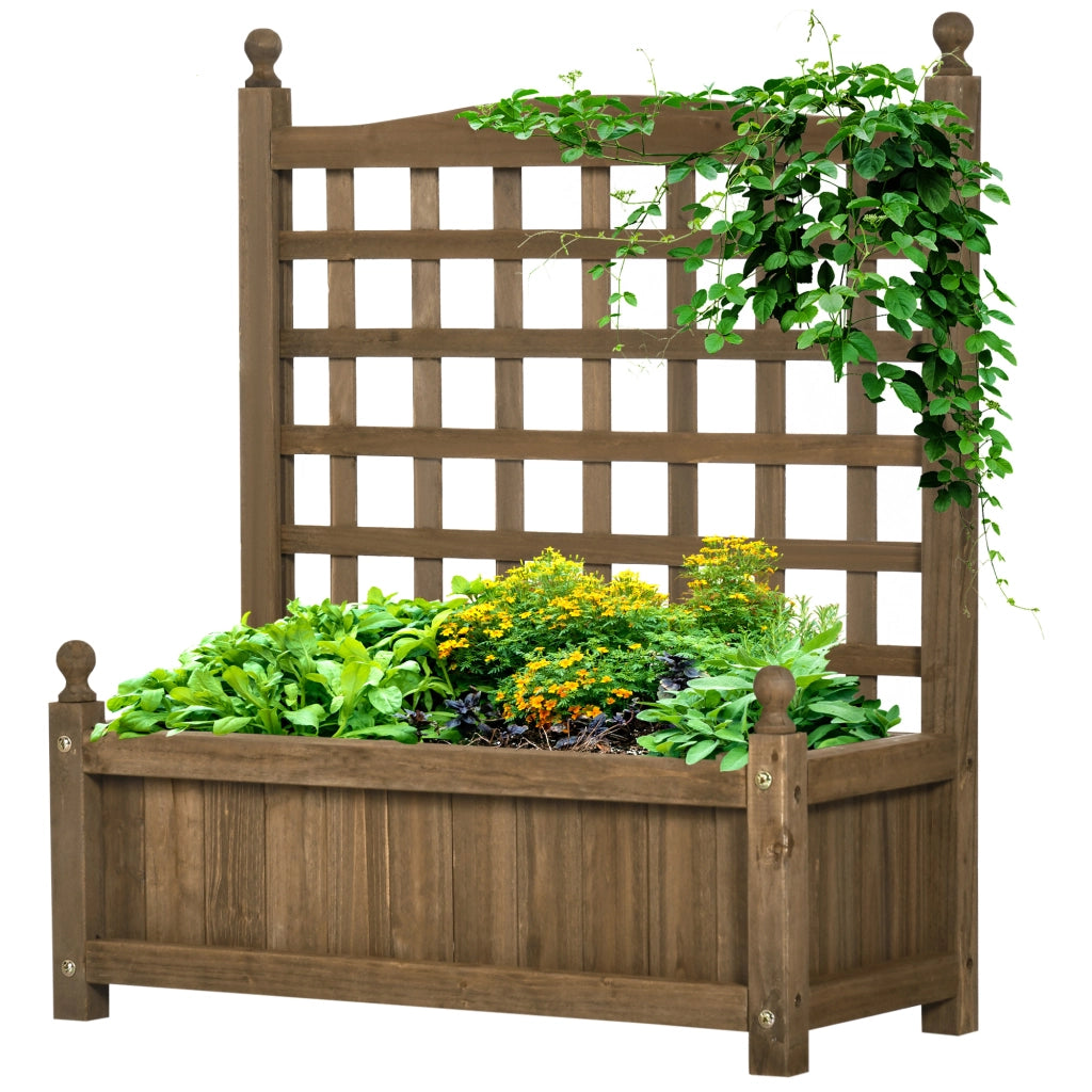 Fioriera con griglia su piedi ¨C zephmum ¨C legno massello 64x28x75 cm